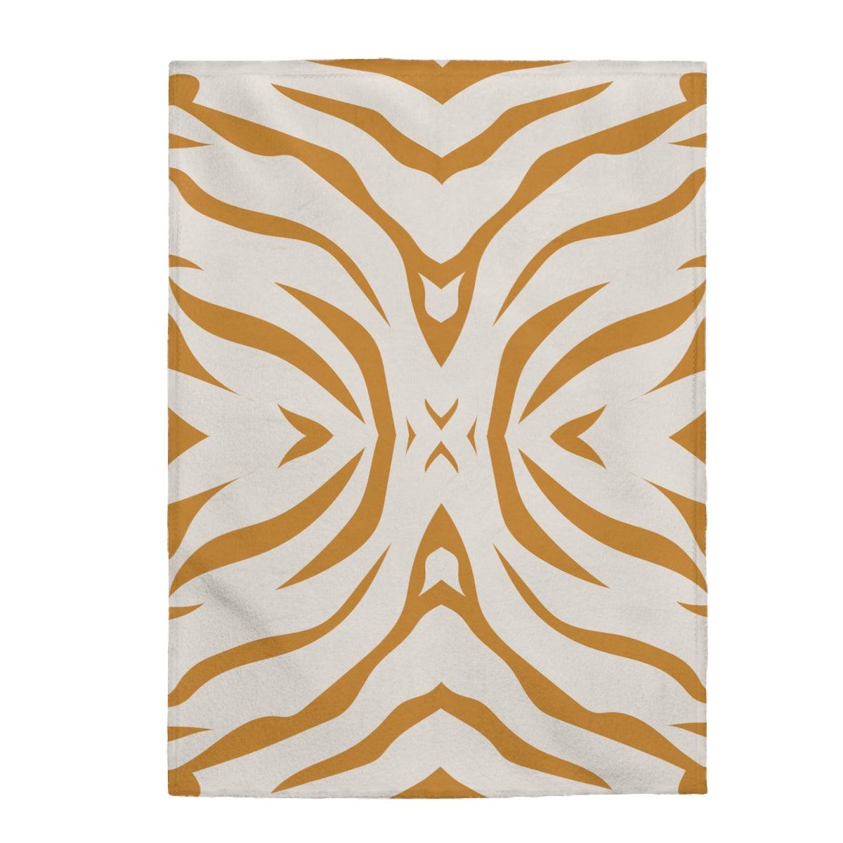 Beige throw with mustard tiger patterns