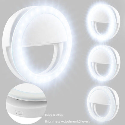 Round selfie light for cell phone