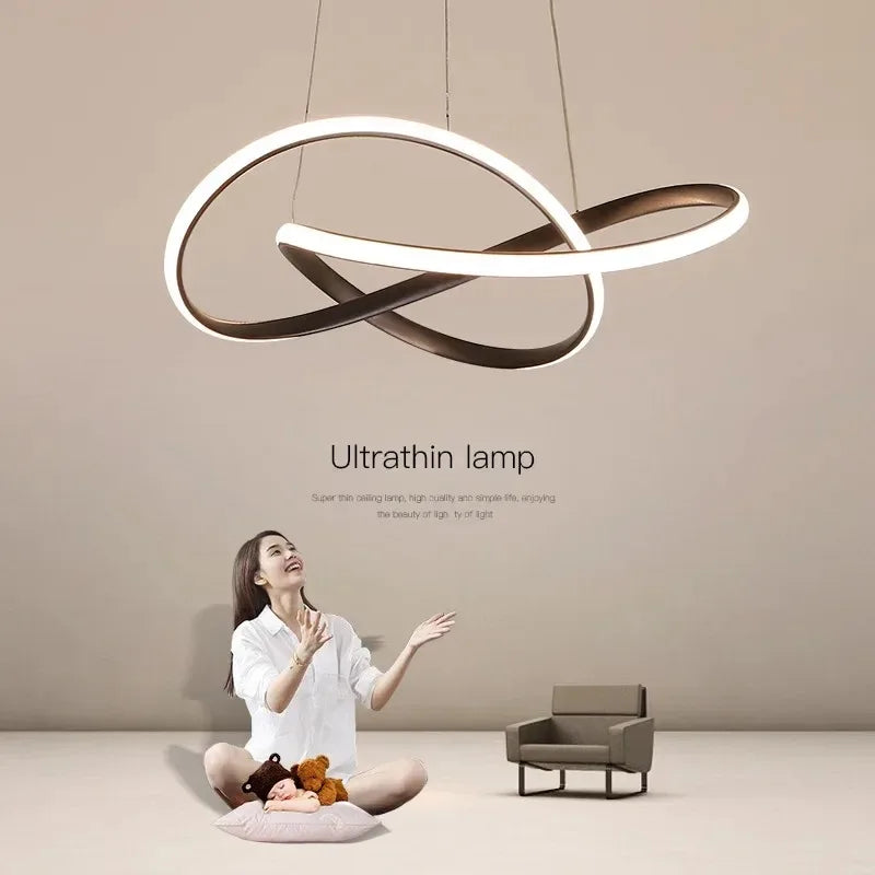 Nordic Restaurant Chandelier Simple Modern Creative Bar Shaped Personality Hanging Line Lamps for The Living Room Dining Room 