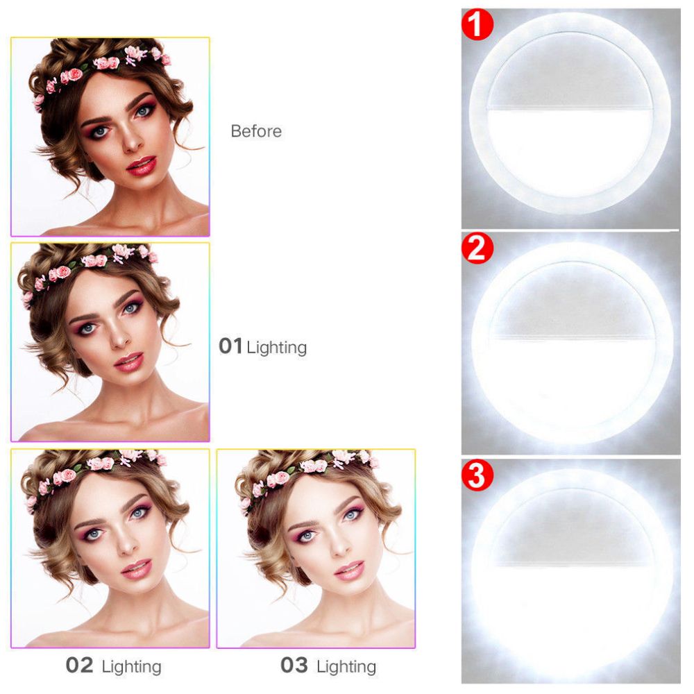 Round selfie light for cell phone