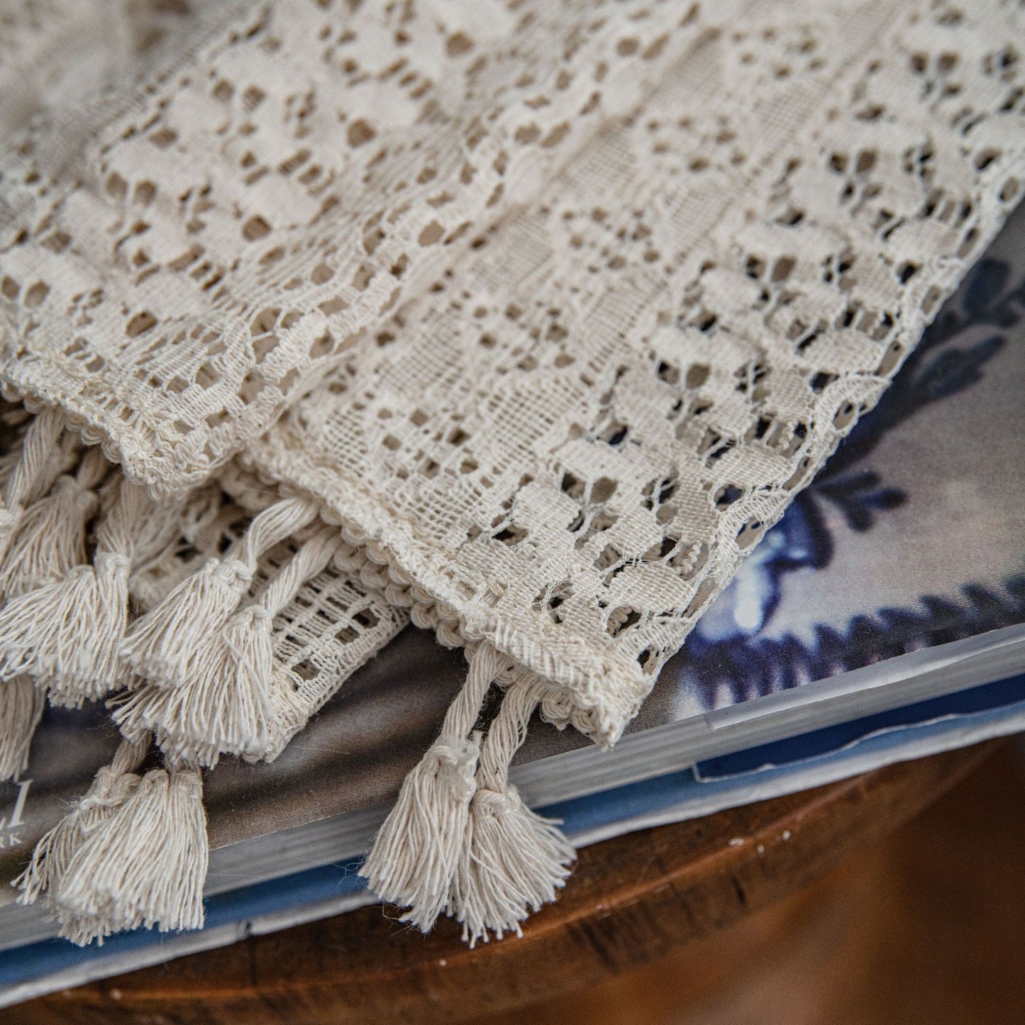 Crocheted woven curtain