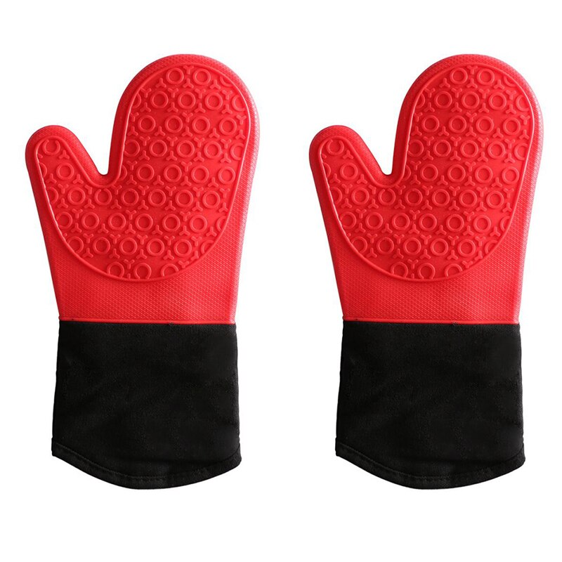 Silicone and cotton non-slip oven mitts, waterproof and heat resistant