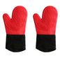 Silicone and cotton non-slip oven mitts, waterproof and heat resistant