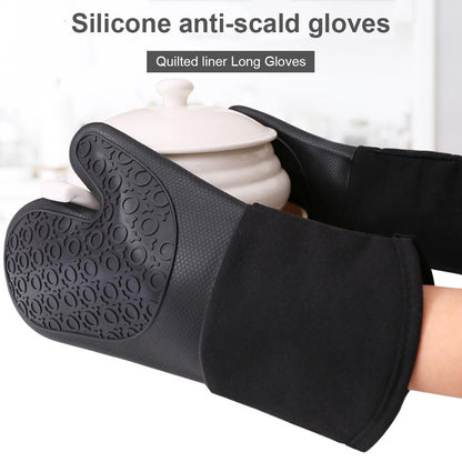 Silicone and cotton non-slip oven mitts, waterproof and heat resistant