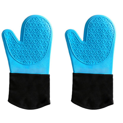 Silicone and cotton non-slip oven mitts, waterproof and heat resistant