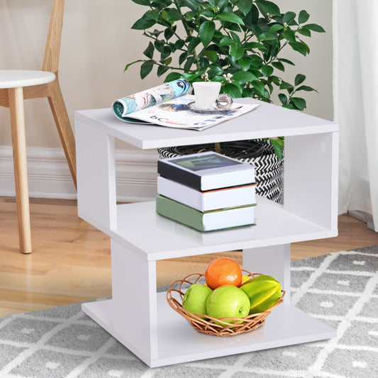 HOMCOM Modern Square 3 Tier Wood Coffee Side Table Storage Shelf Rack