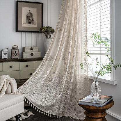 Crocheted woven curtain