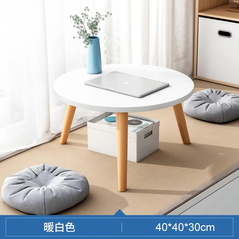 Nordic White Coffee Table Wood Round Portable Minimalist Creative Table Sofaside Small White Meuble De Salon Auxiliary Furniture 