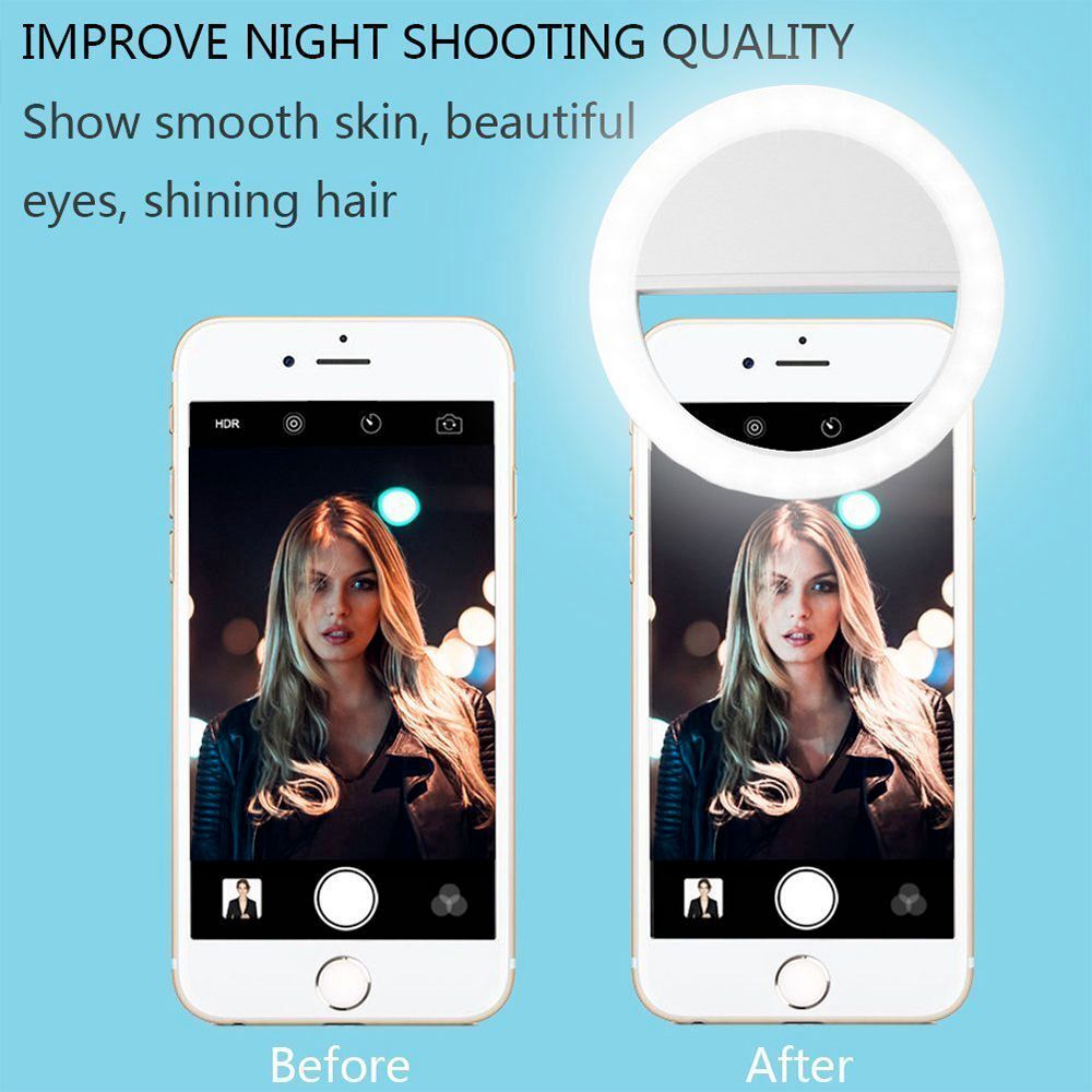 Round selfie light for cell phone