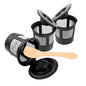 Set of 3 reusable coffee filter pods with spoon