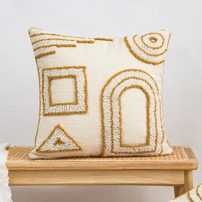 Beige and cream boho cushion cover with ethnic patterns