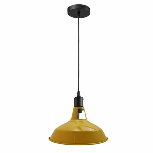 Vintage Metal Barn Yellow Pendant Light~1130