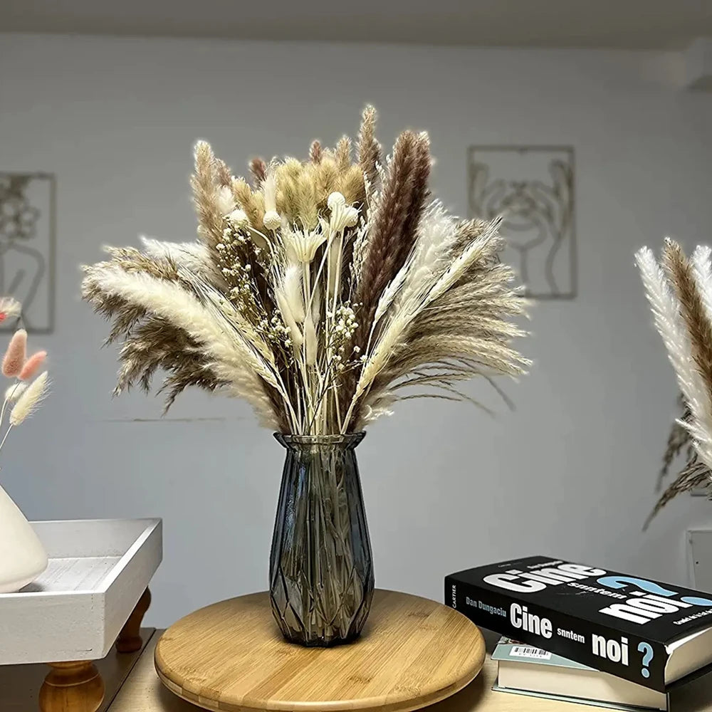 Natural Dried Flowers Eucalyptus Bunny Tail Pampas Grass for Boho Home Decor Wedding Home Living Room Gift 