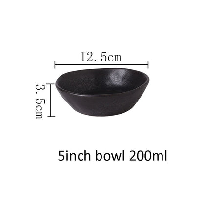 Japanese Ceramic Dinner Plate Rice Bowl Food Tray Retro Gray Tableware Porcelain Fruit Salad Sushi Serving Plate Dinnerware 