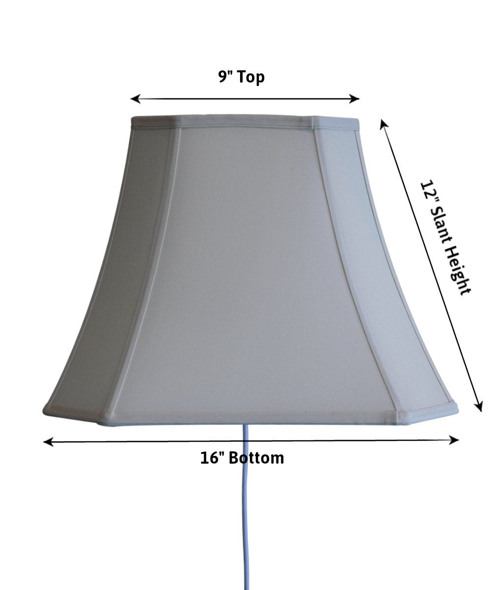 Plug-in wall sconce with 16" wide floating shade, eggshell color