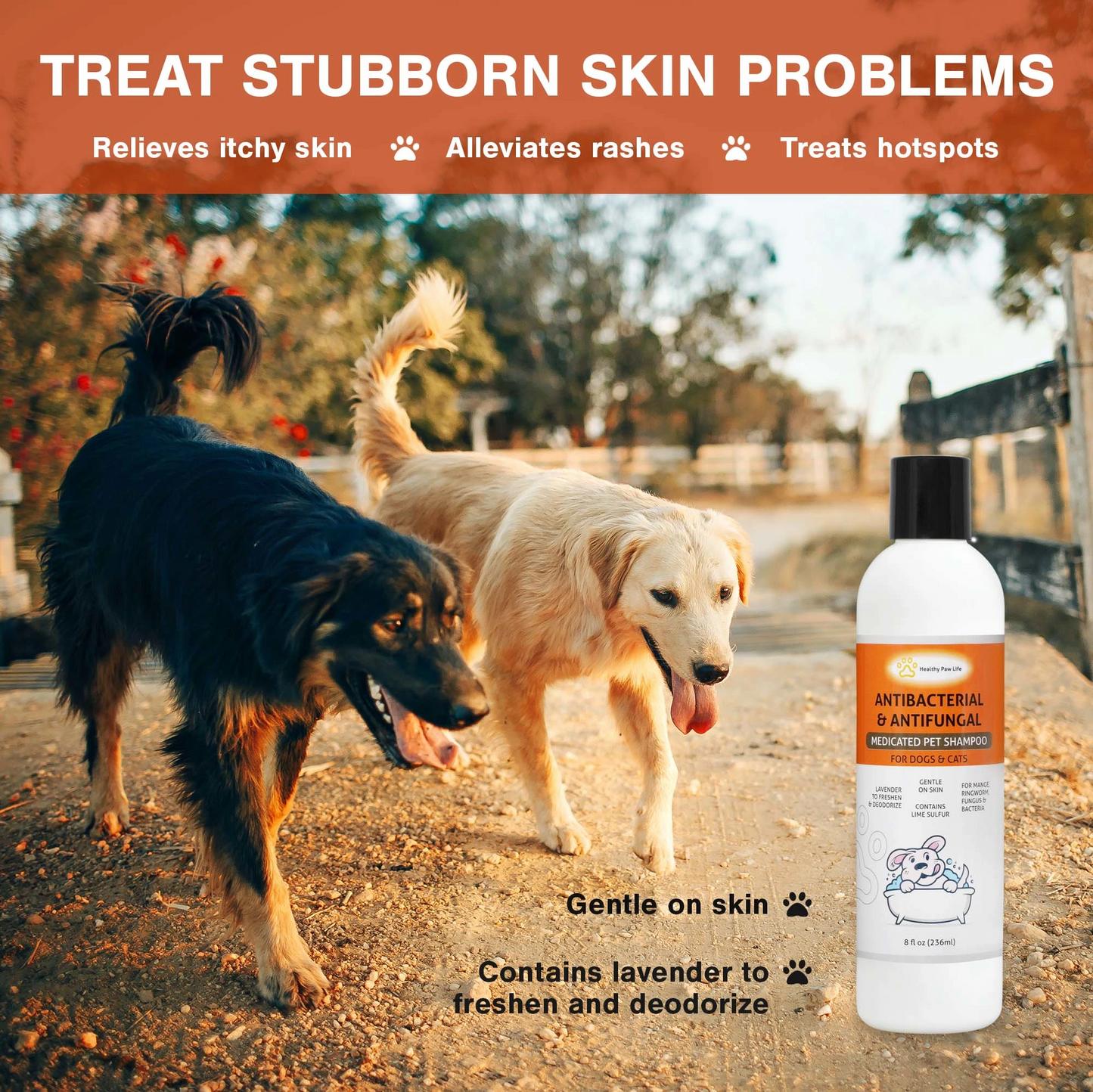 Pet shampoo for very dry skin and calms itching with lime sulfur 