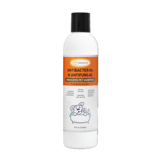 Pet shampoo for very dry skin and calms itching with lime sulfur 