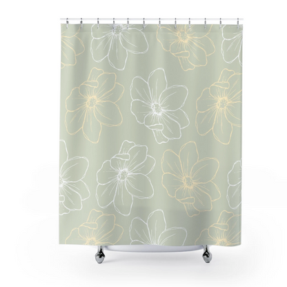 Green Floral Shower Curtain