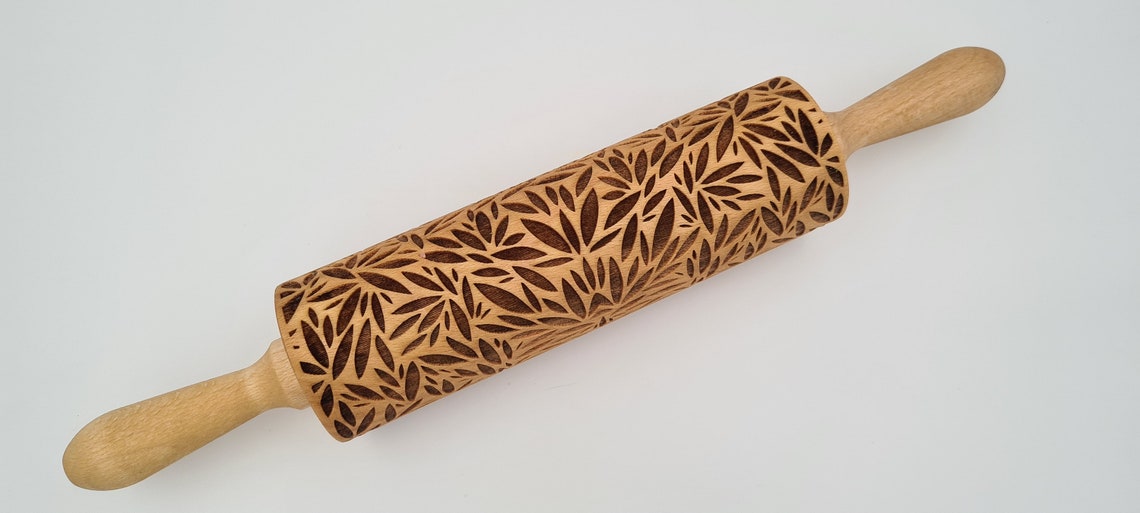 Natural wood engraved rolling pin