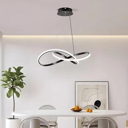 Nordic Restaurant Chandelier Simple Modern Creative Bar Shaped Personality Hanging Line Lamps for The Living Room Dining Room 